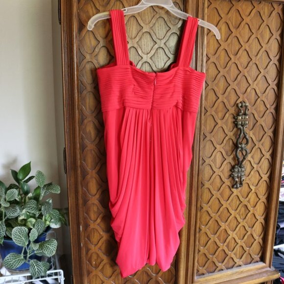 BCBG MaxAzria Draped Bubble Hem Mini Dress Style ACJ6H229 - Red, Size S - Picture 7 of 16